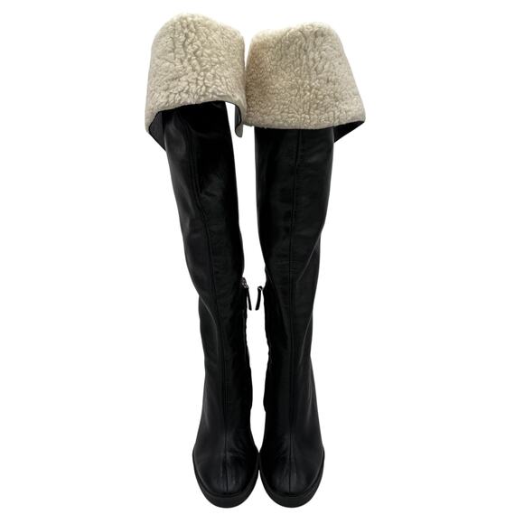 Zara Black Leather Knee High Boots with Shearling NWOT Size 40 / 9 - Picture 5 of 10